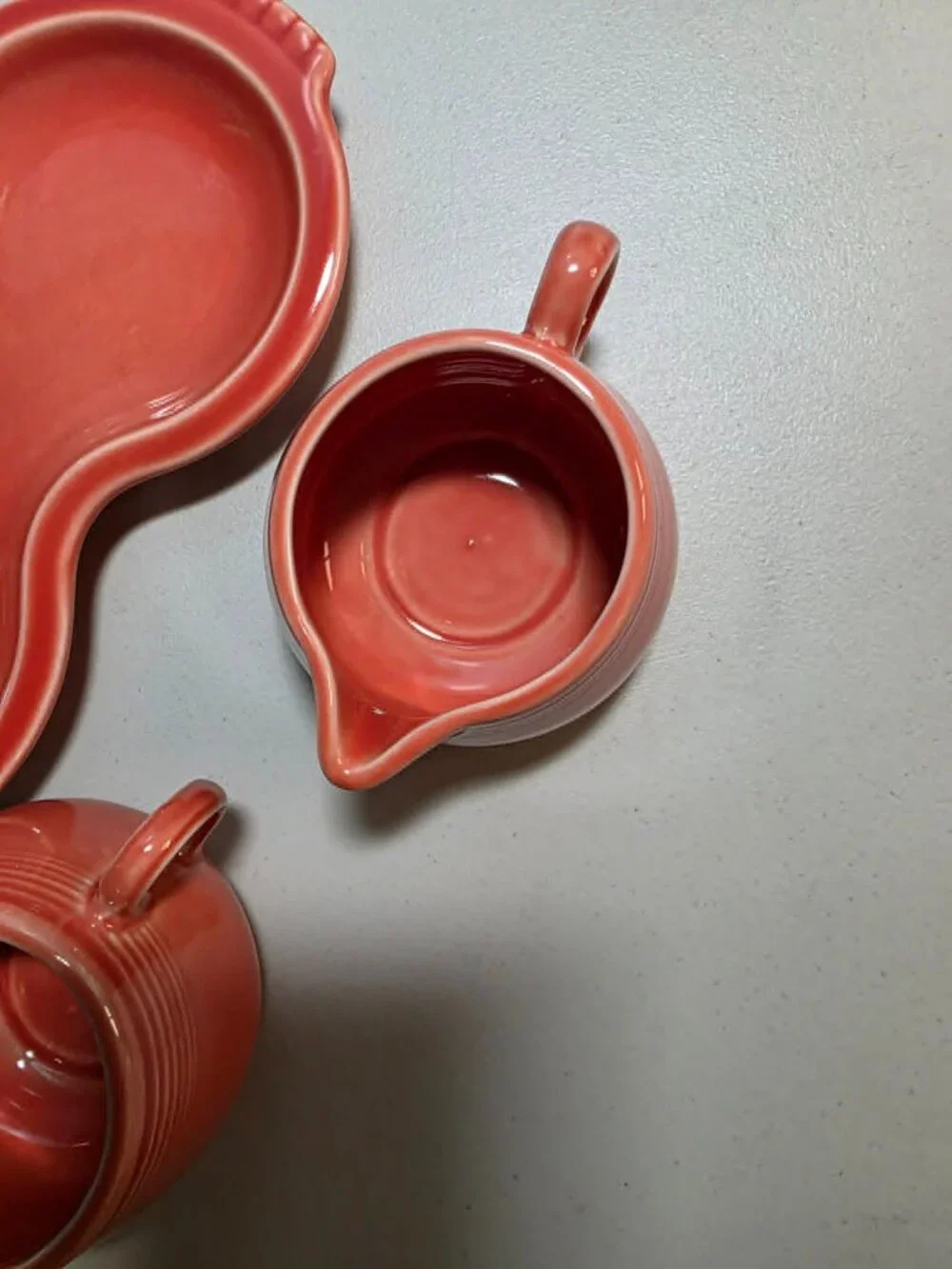 ☕ Fiesta Ceramic Sugar Bowl and Creamer Set with Figure 8 Tray (Persimmon)